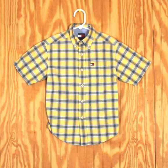 Tommy Hilfiger Kids Plaid Short Sleeve Shirt - Size 7 - Picture 2 of 5